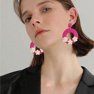 ❤️ New - Raffia Earrings Boho Rattan Dangle